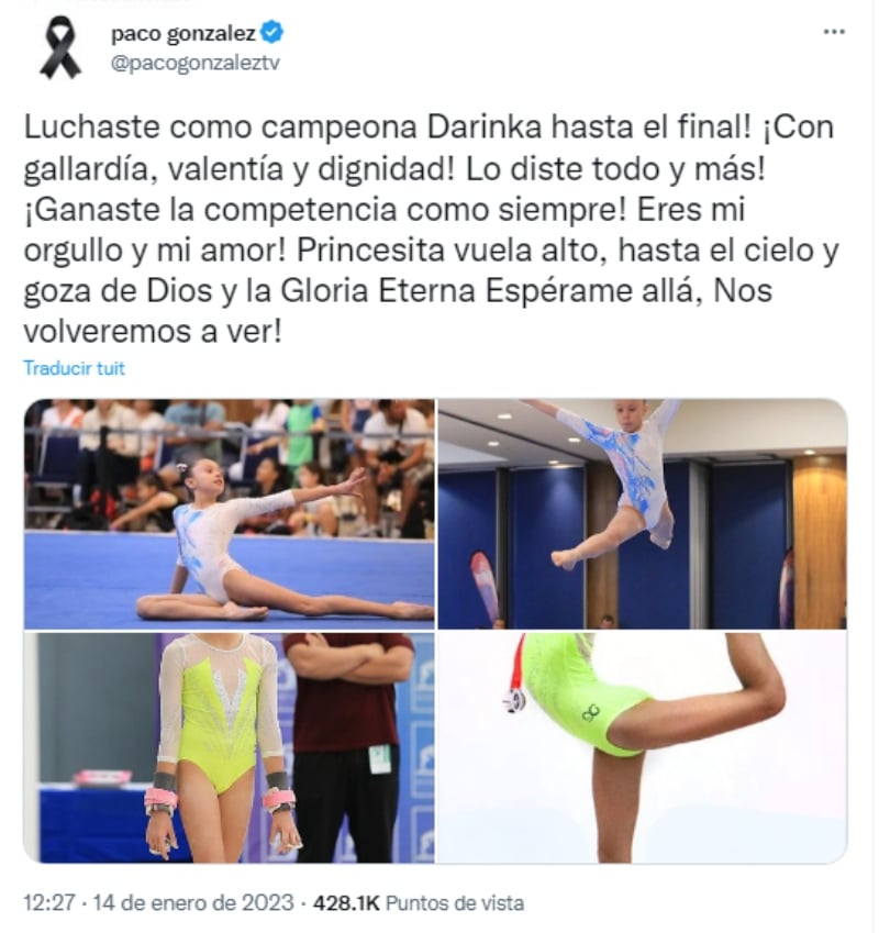Paco González muerte hija: "Luchaste como campeona"