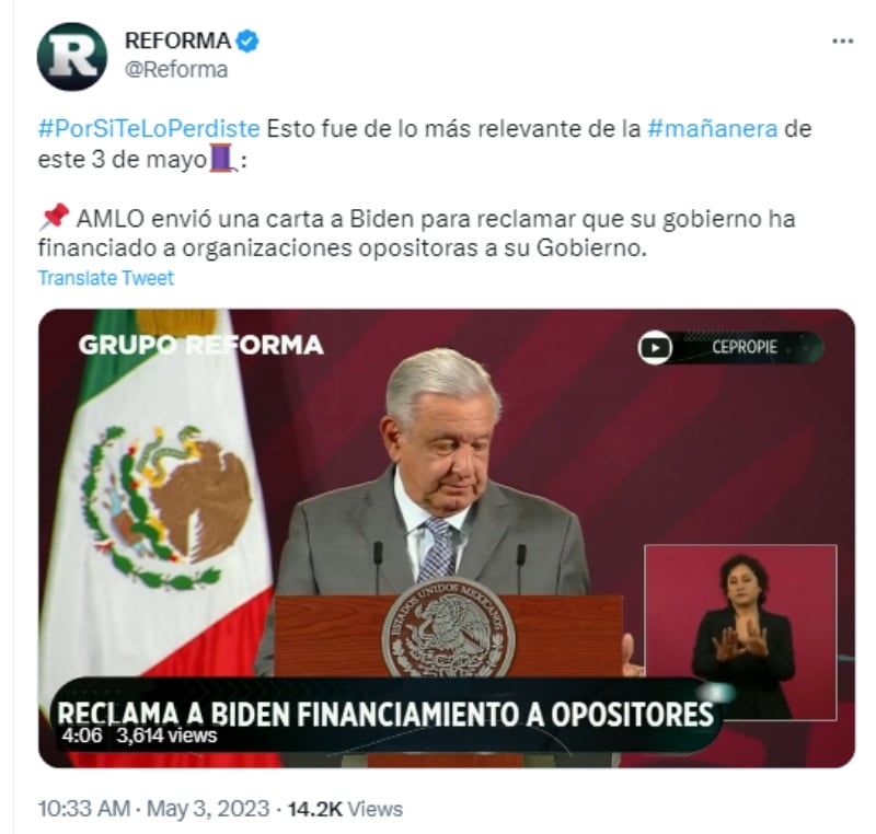 AMLO envía una carta a Joe Biden