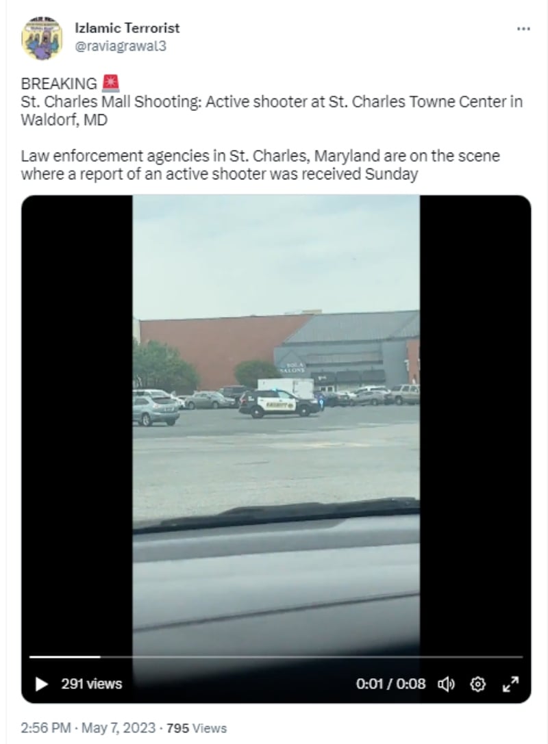 Posible tiroteo en el St. Charles Towne Center de Maryland