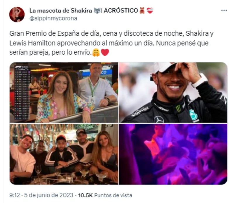 Shakira feliz con Hamilton