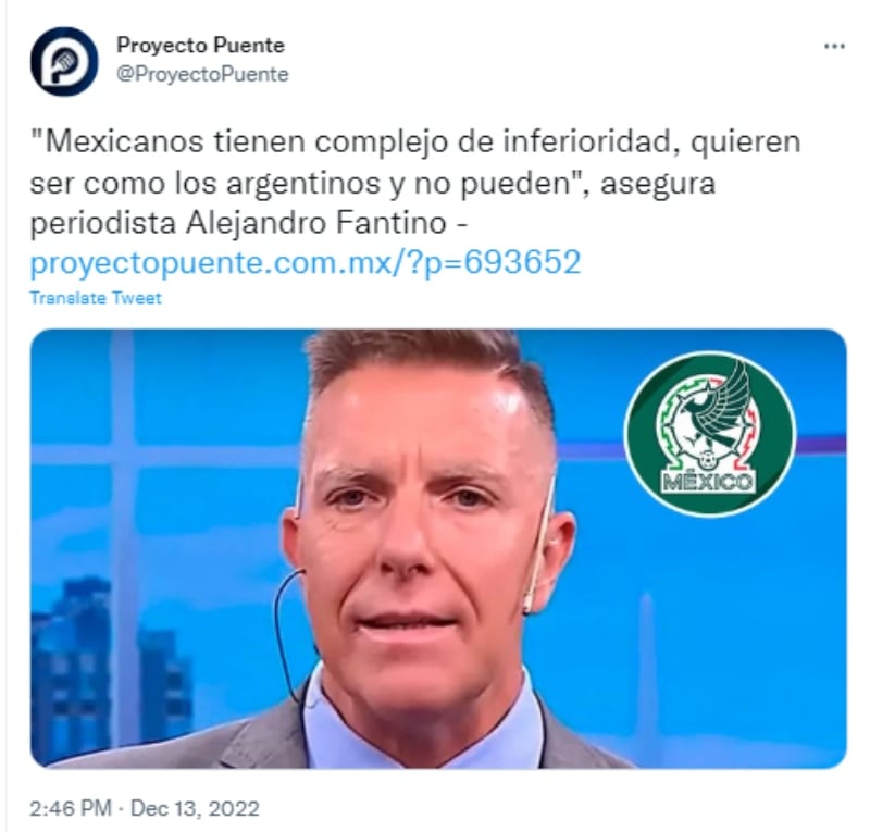 Argentine journalist Alejandro Fantino attacks Mexicans