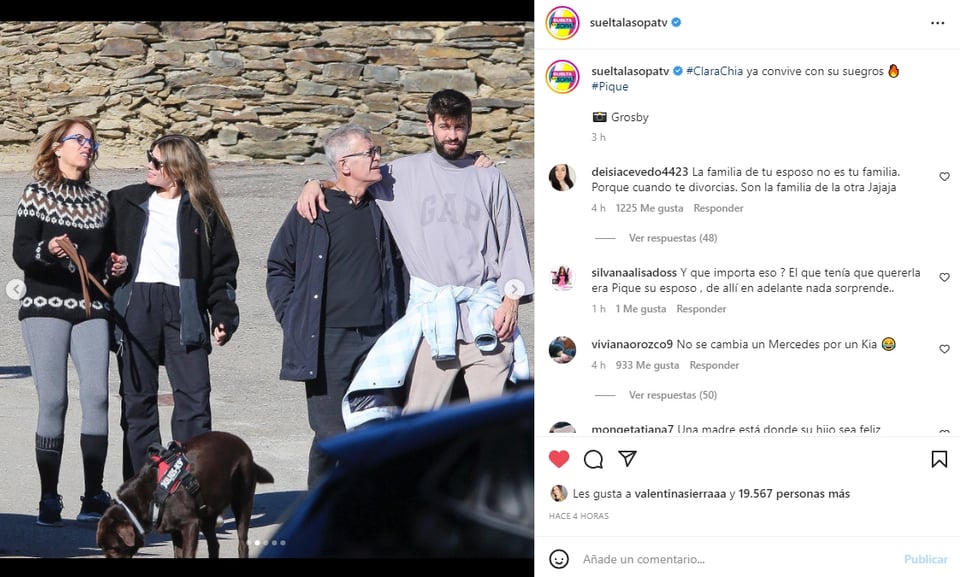 Novia Piqué convive suegros: Un paseo familiar