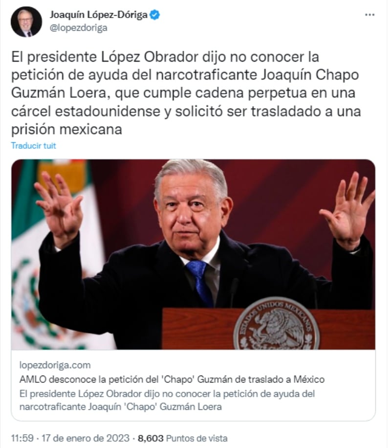 AMLO reacciona a petición del Chapo Guzmán
