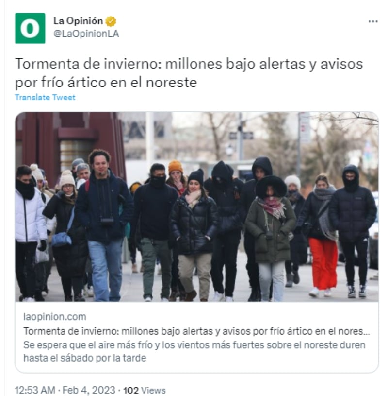 Alerta por tormenta invernal en EEUU