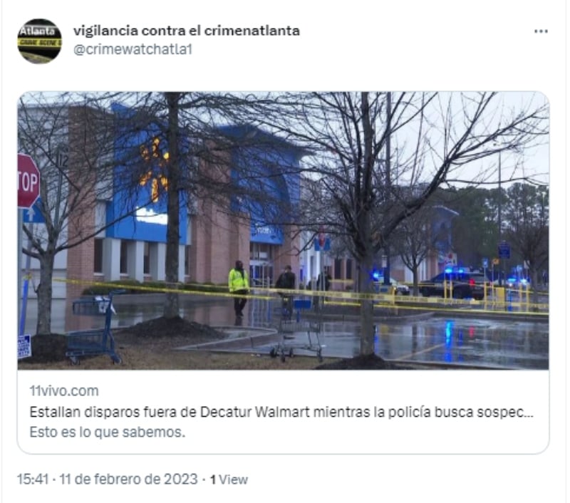 Reportan tiroteo en Walmart Decatur de Georgia