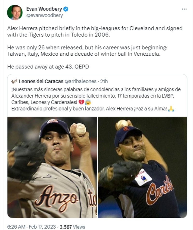 Muere el beisbolista hispano Alex Herrera