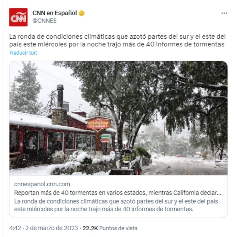 Reportan alrededor de 40 tormentas en EEUU