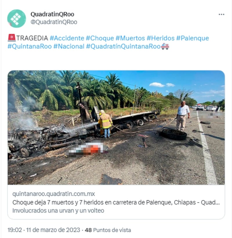 Accidente en carretera de Chiapas deja varios muertos