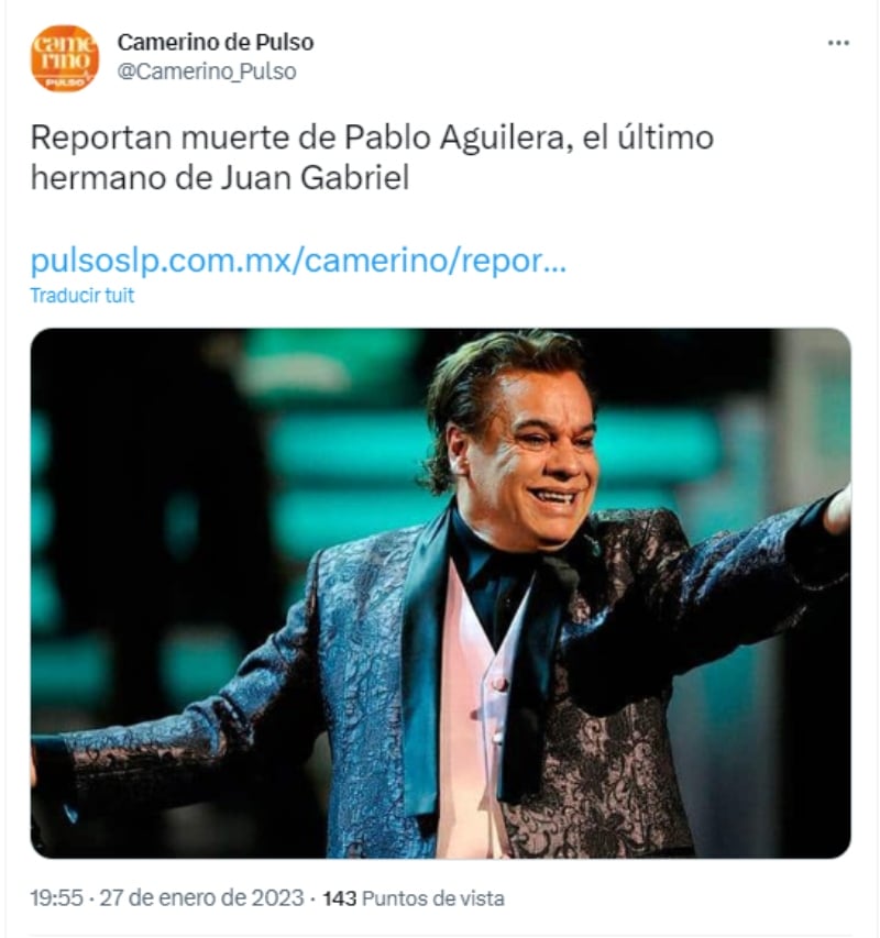Muere el hermano de Juan Gabriel