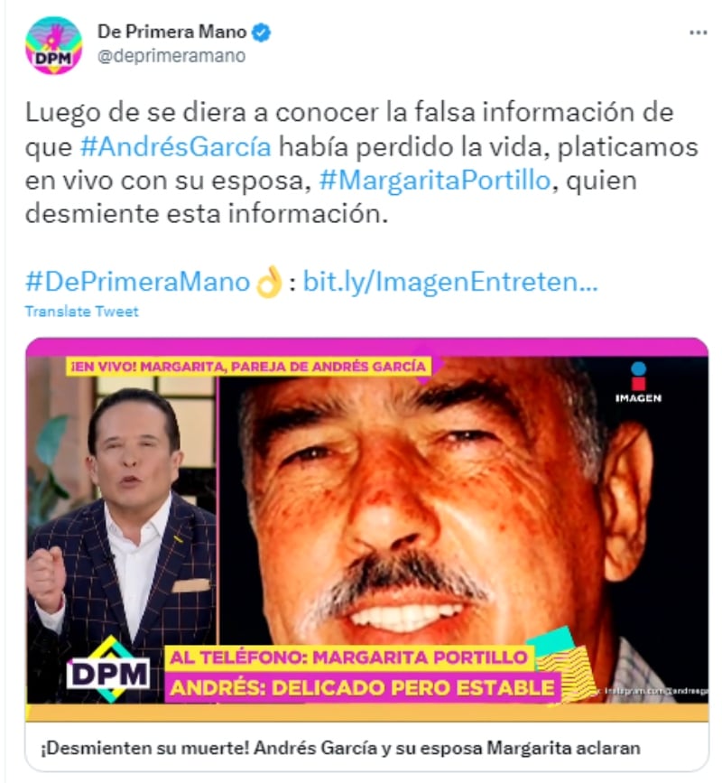 Andrés García rumores muerte: "Nadamas para ganar likes"