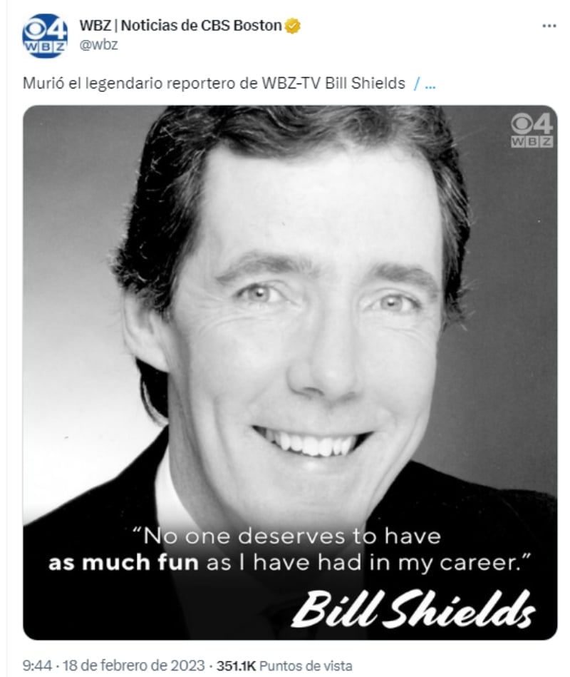 Muere el reportero Bill Shields