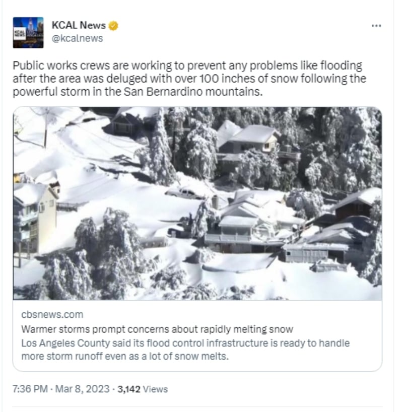 Muertos tormenta nieve California: Registran intensas nevadas