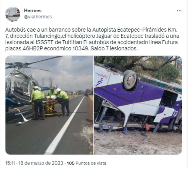 Se vuelca autobús heridos: 35 personas lesionadas