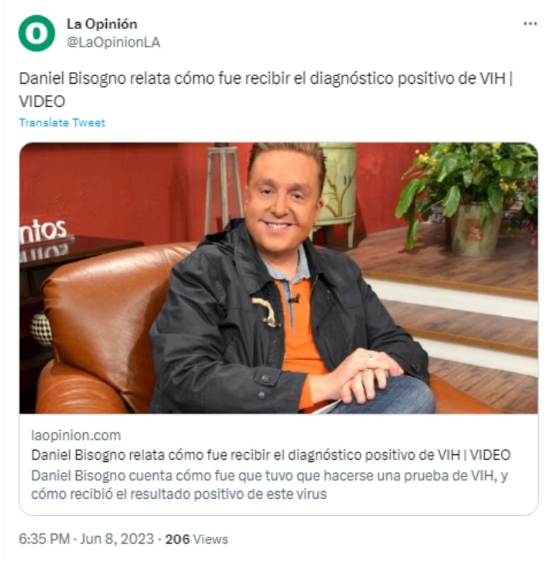 Daniel Bisogno revela que se hace la prueba de VIH