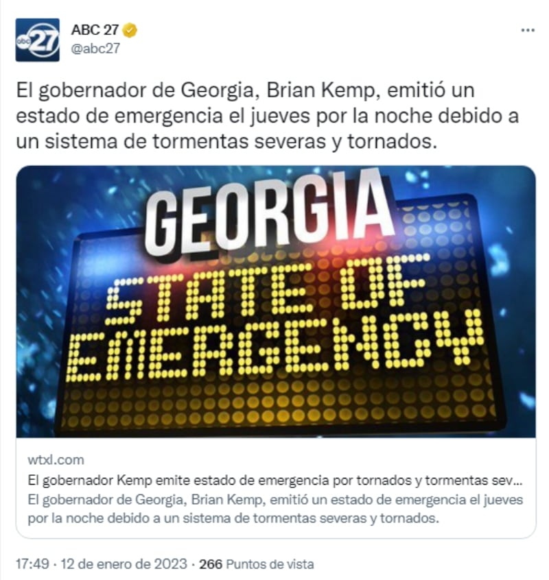 Gobernador de Georgia declara estado de emergencia