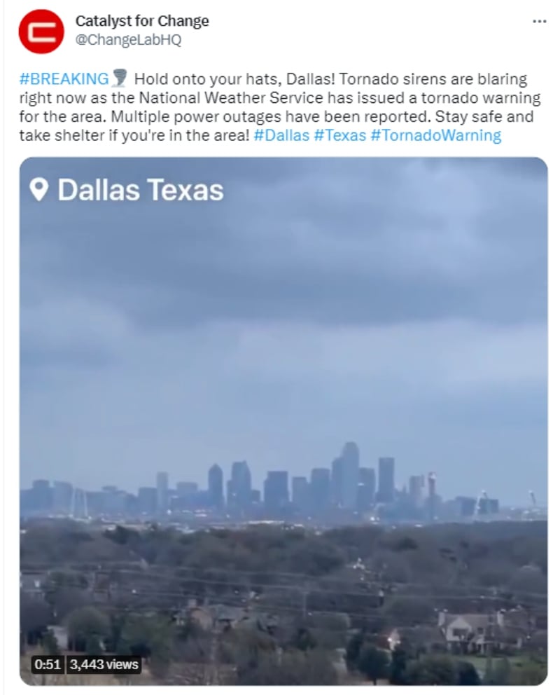 Suenan las sirenas de alerta de tornado