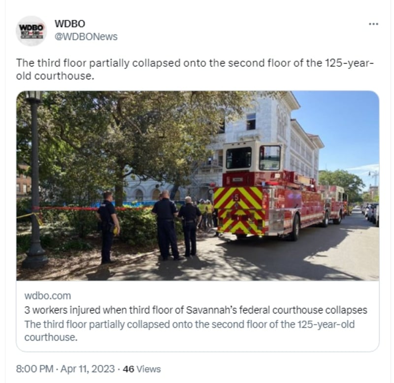 Derrumbe piso edificio Savannah: Terror para los trabajadores