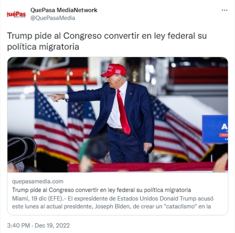 Donald Trump pide convertir en ley federal su política migratoria