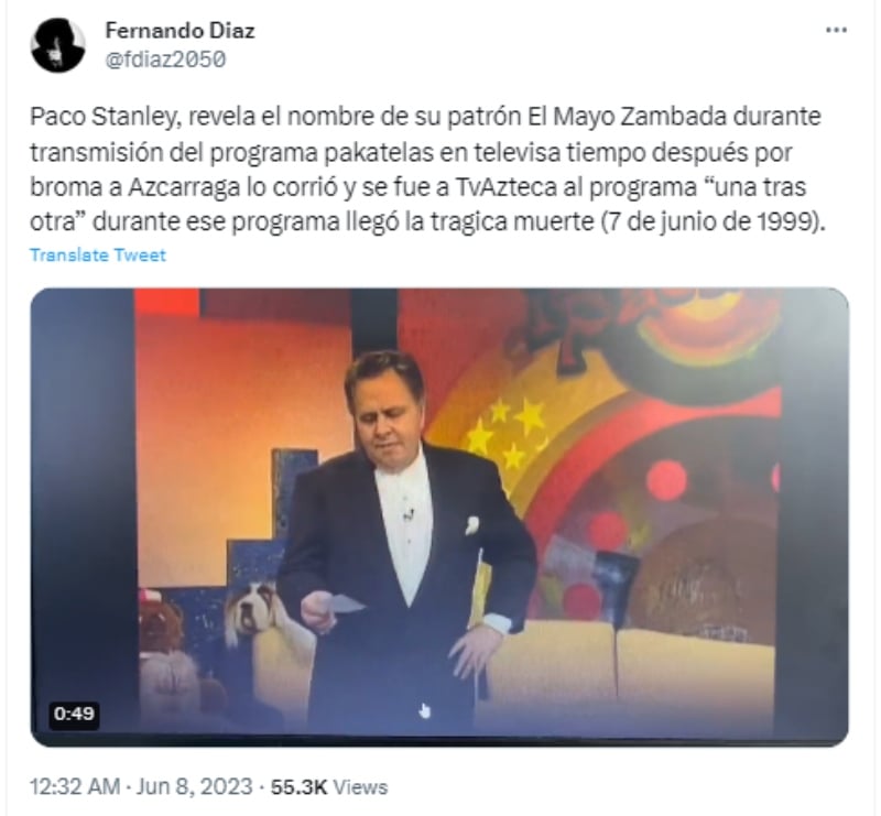 Paco Stanley y el mensaje del Mayo Zambada