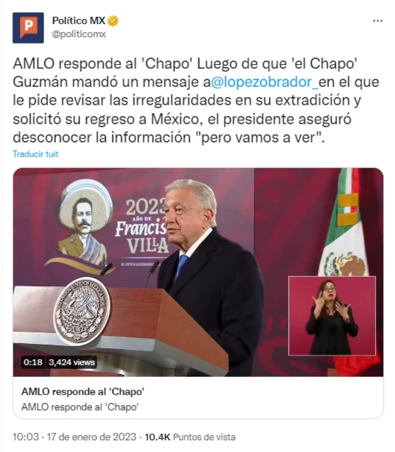 AMLO petición Chapo Guzmán: "No he visto, pero vamos a ver"