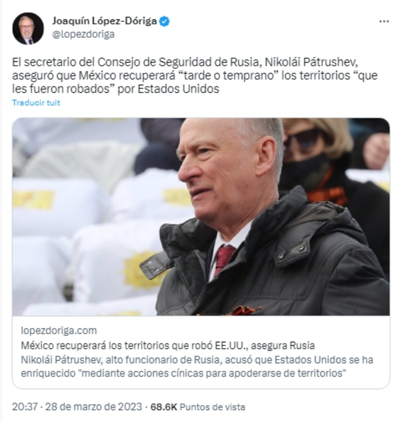 Nikolai Patrushev hace promesa a México