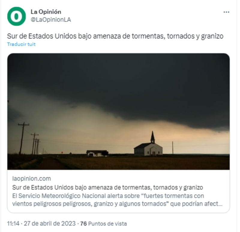 Tormentas afectan el sur de los Estados Unidos