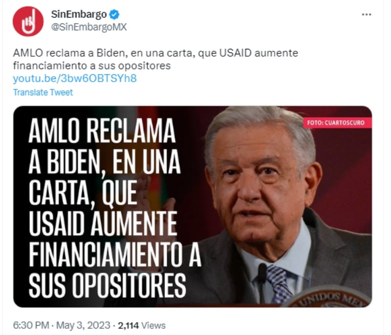El presidente de México lanza mensaje a EEUU
