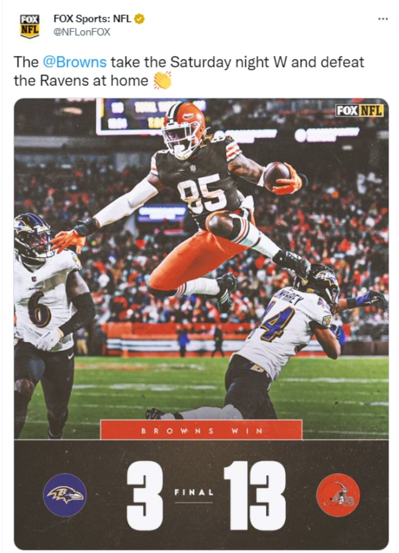 Browns vs Ravens: Hubo pocas anotaciones