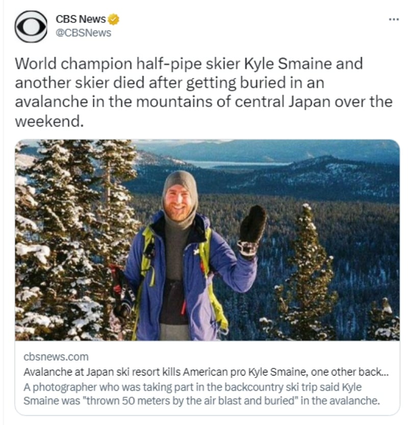 Muere esquiador Kyle Smaine: Falleció practicando su deporte favorito