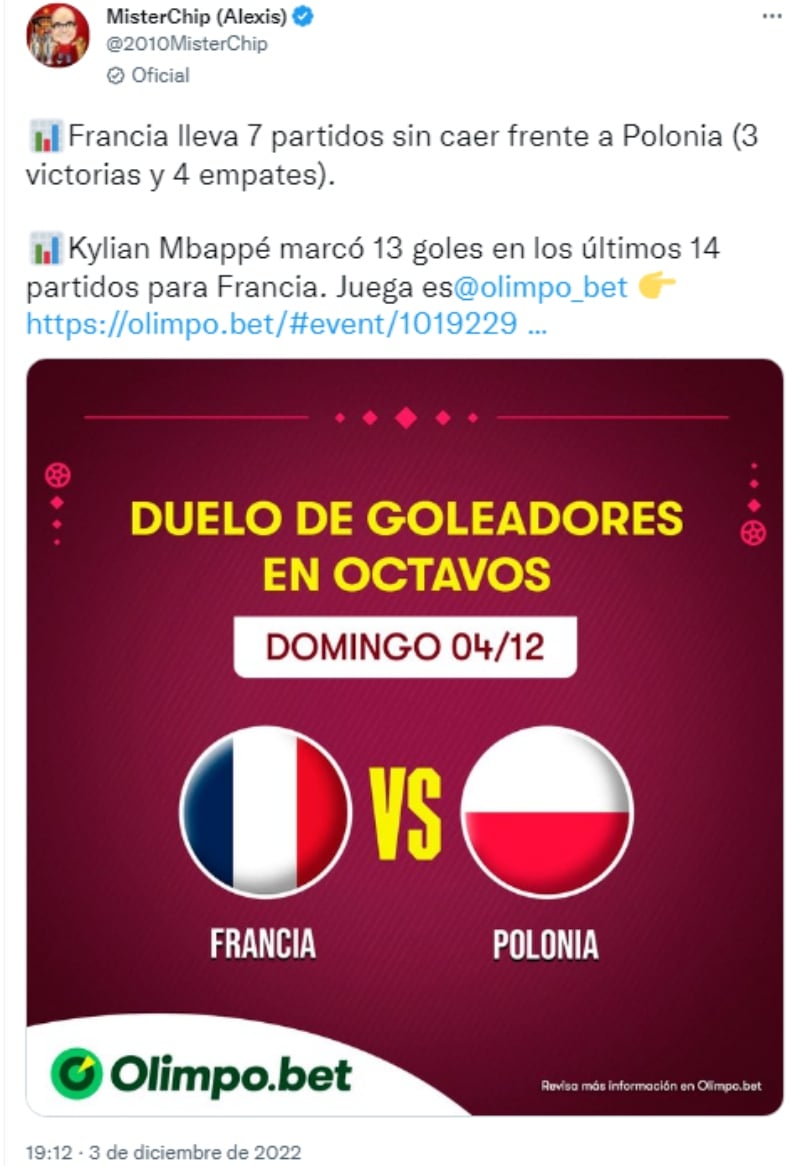 Partidos 4 diciembre Qatar: Francia vs Polonia