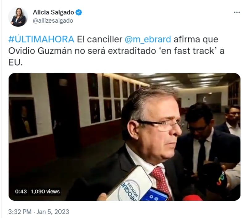 Marcelo Ebrard niega extradición inmediata de Ovidio Guzmán