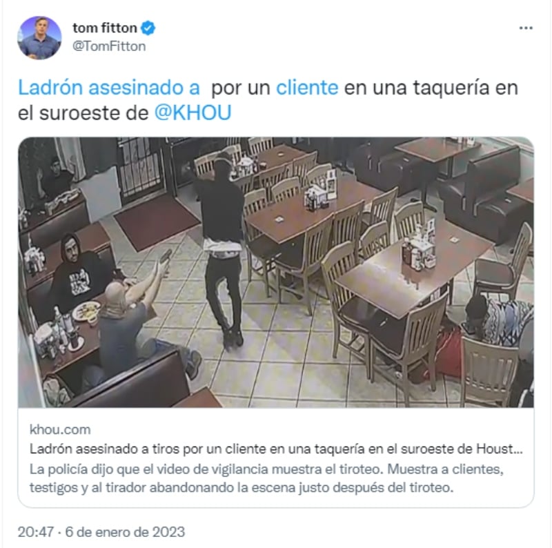 Customer shoots taqueria thief: The criminal died on the spot