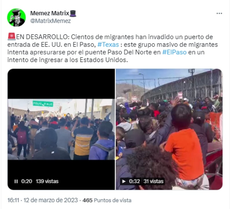 Caos frontera El Paso: Miles de migrantes intentan ingresar al país