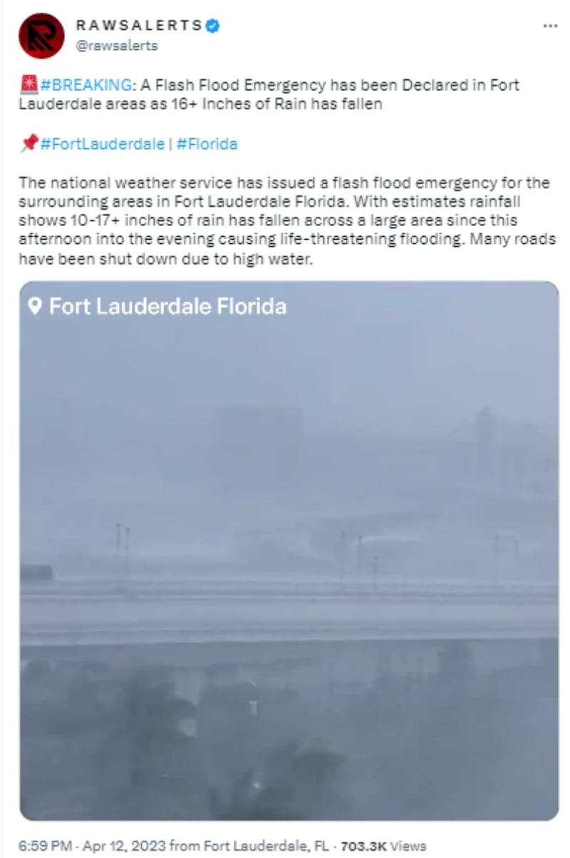 Alerta inundación Florida: Cancelan vuelos por clima severo