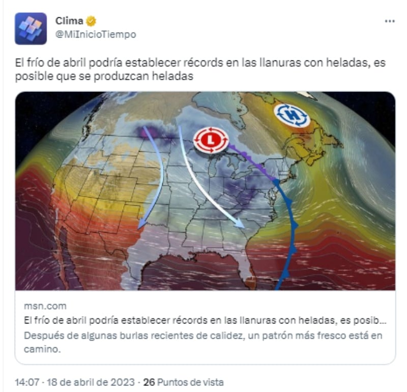 Pronostican fuertes heladas para EEUU