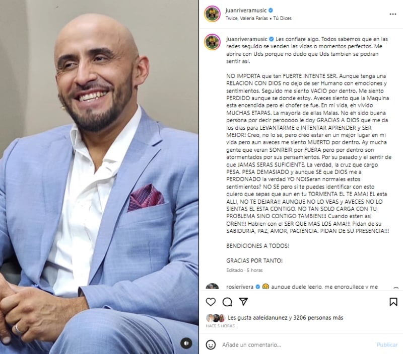 Juan Rivera comparte mensaje donde se dice estar muerto