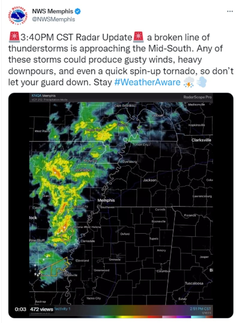 Lanzan alerta de tornado para Memphis