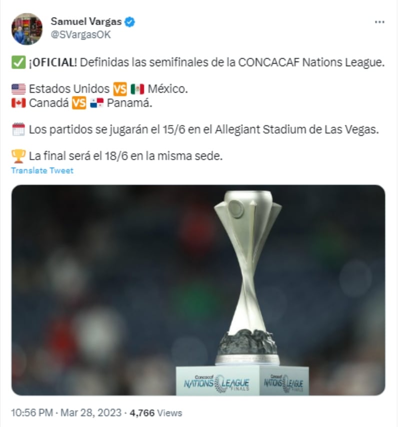 México y EEUU se enfrentarán en la Nations League