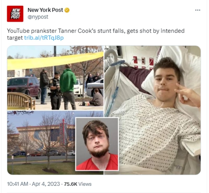 Balean youtuber Tanner Cook: Estaba haciendo un video en un Mall
