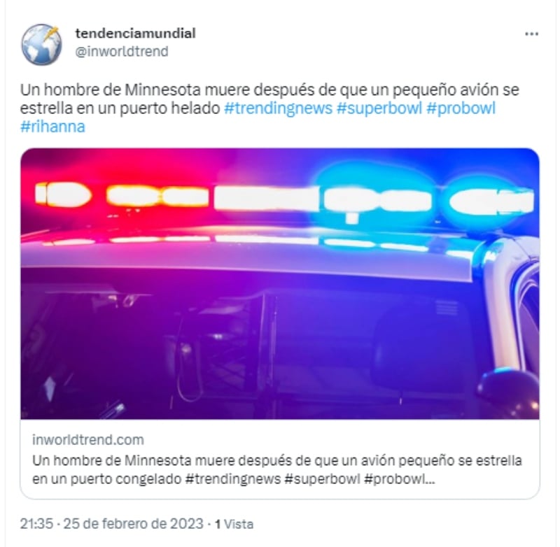 Avión se estrella y deja saldo mortal