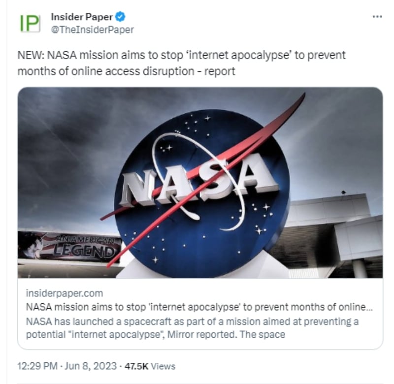 NASA advierte sobre el Apocalipsis del Internet