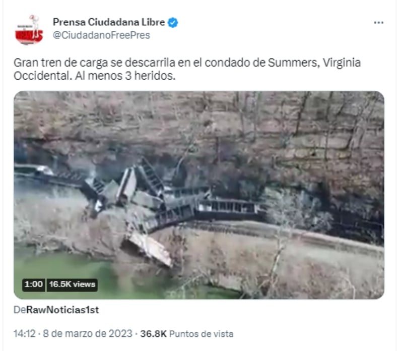 Accidente de tren de varios heridos en Virginia