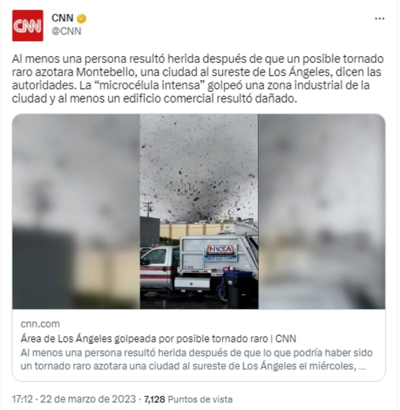 Tornado centro Los Ángeles: Confirman saldo