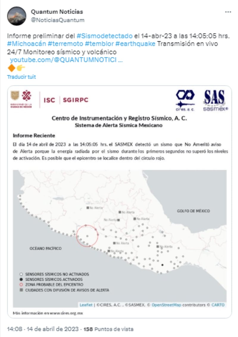 Otro temblor en un día