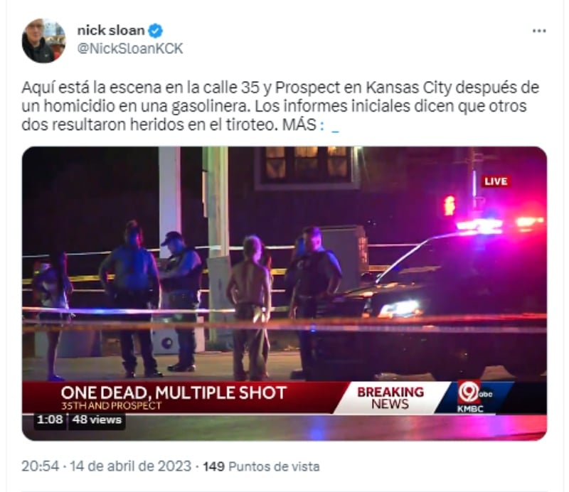 Reportan tiroteo en gasolinera de Kansas City