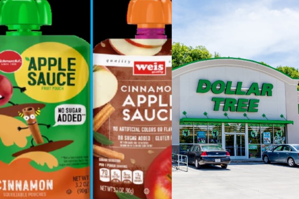 Retiran del mercado bolsas de puré de manzana vendido en Dollar Tree por contaminante de plomo