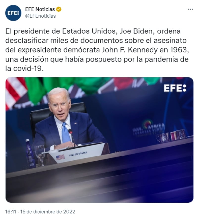 Joe Biden revela archivos de JFK