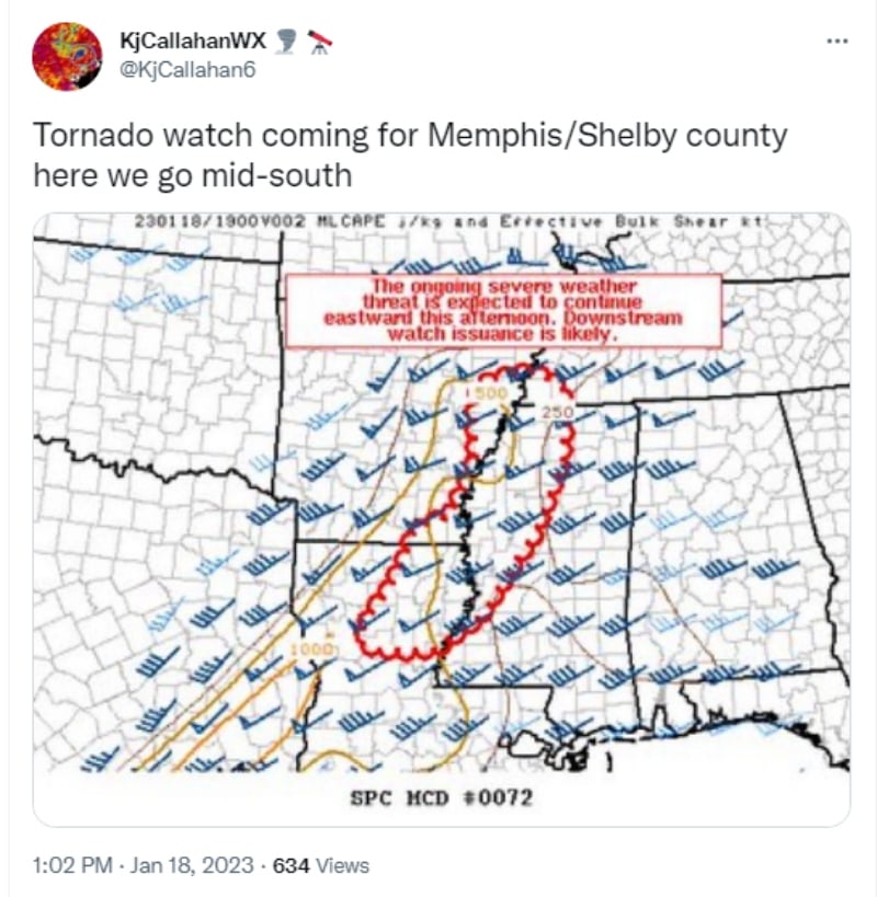 Alerta tornado Memphis: Clima severo en las próximas horas