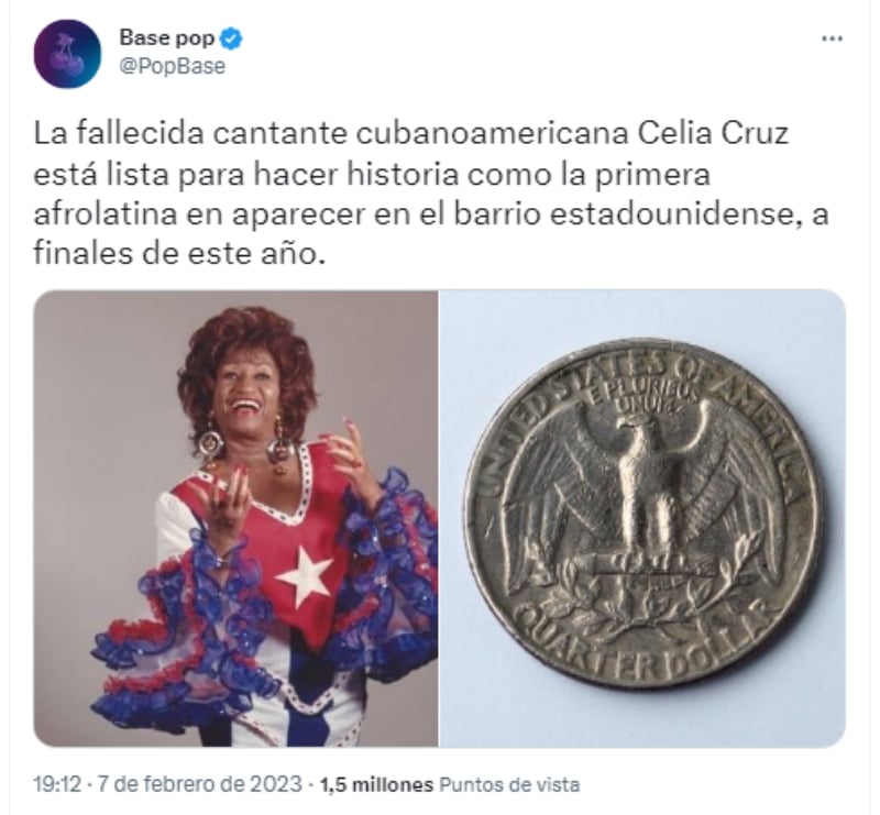 Celia Cruz 25 cent coin: The first Latin artist to be honored