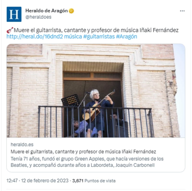 Muere el cantante español Iñaki Fernández